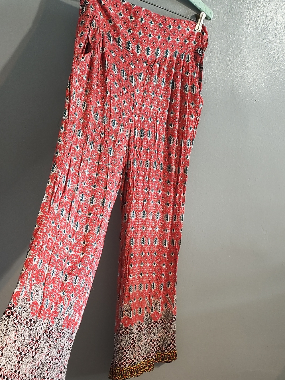 Nostalgia Red Printed Wide-Leg Women’s Pants